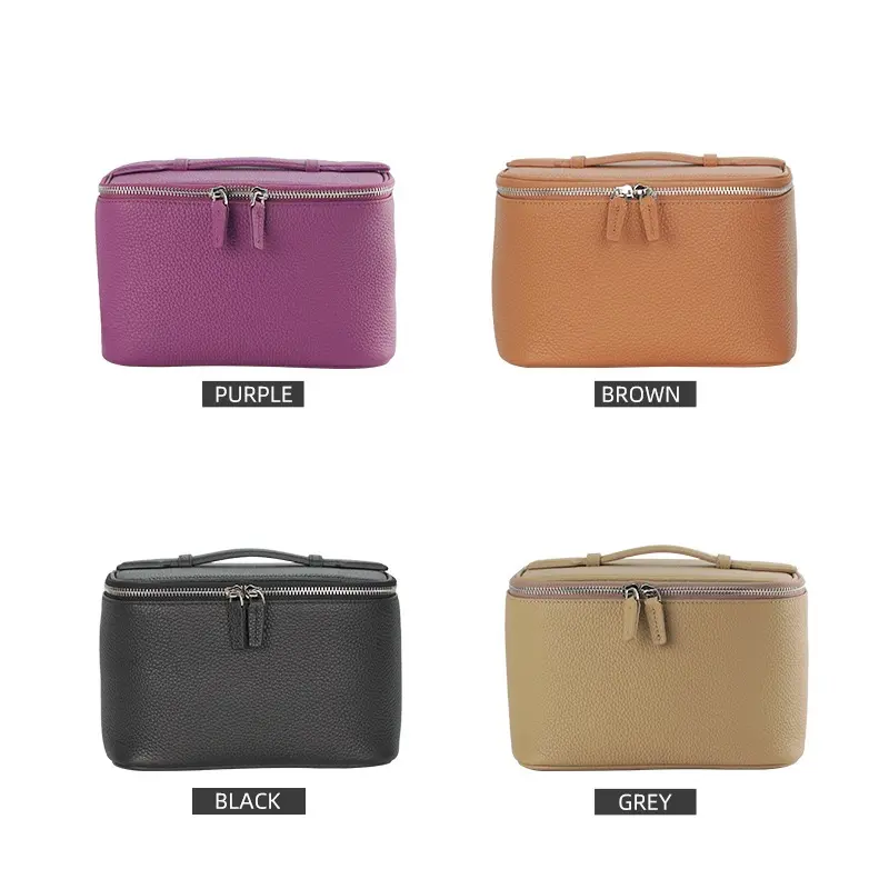 Customizable Name Cowhide Makeup Bag Travel Portable Wash Bag High-end Sense Large Capacity Storage Bag Handbag