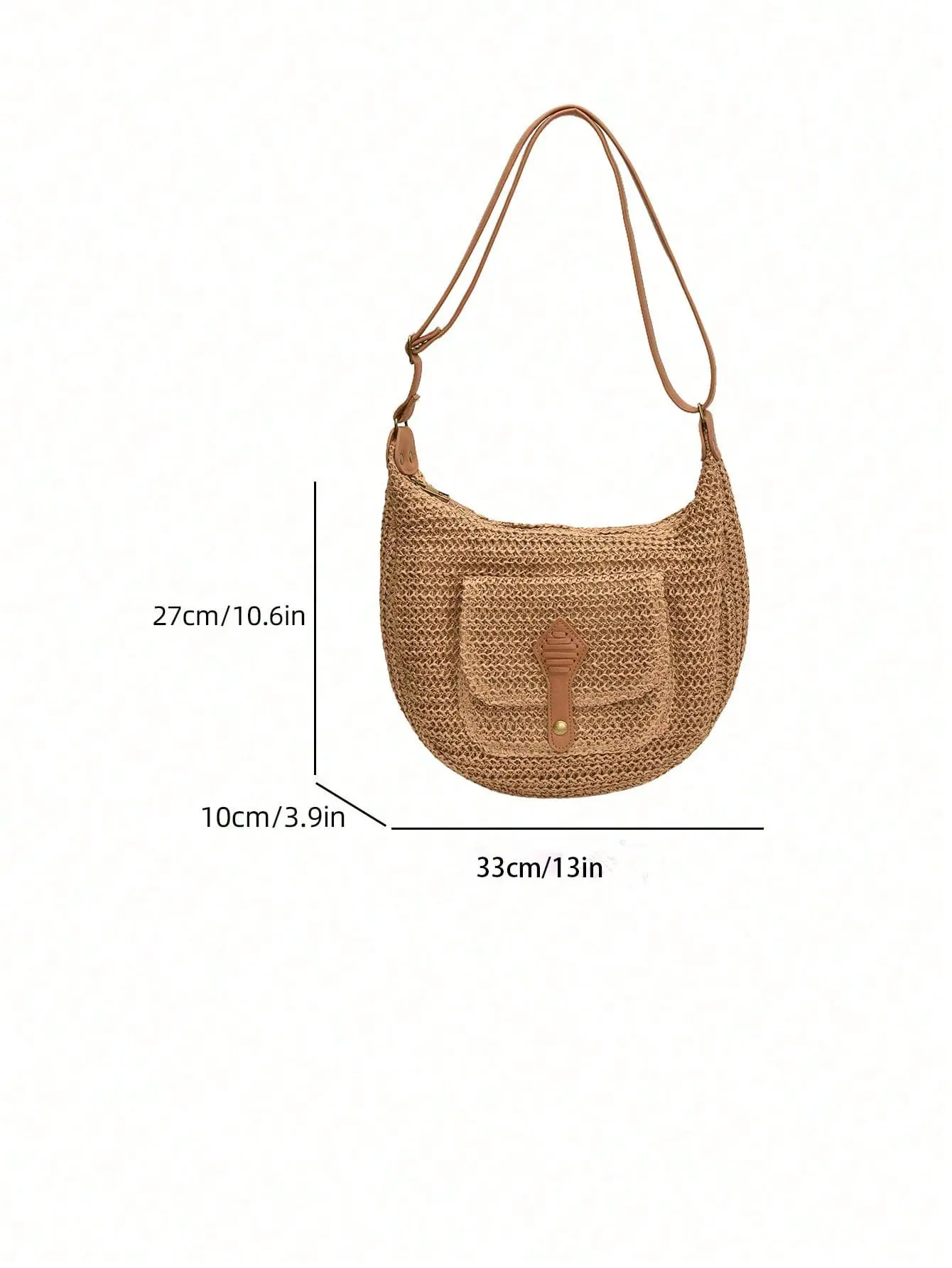 New Fashionable Straw Bag Shoulder Bag New Trendy Shoulder Crossbody Bag Women's Versatile Straw Saddle Bag