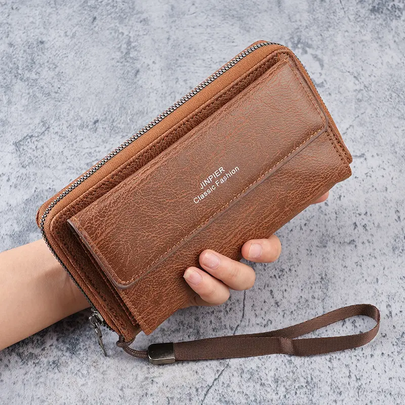 Cross-border men's wallet, PU material, multi-card slots, casual long wallet, new style, large capacity, hand-held bag, mobile p