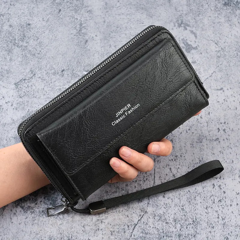 Cross-border men's wallet, PU material, multi-card slots, casual long wallet, new style, large capacity, hand-held bag, mobile p