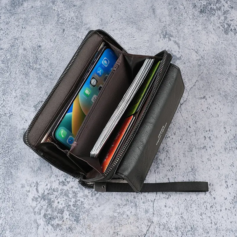 Cross-border men's wallet, PU material, multi-card slots, casual long wallet, new style, large capacity, hand-held bag, mobile p