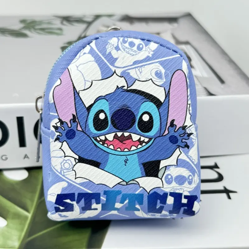 Stitch Coin Purse Disney Cartoon Cute Figure Creative Mini Backpack Pendant Keychain Headphone Data Cable Storage Small Wallet