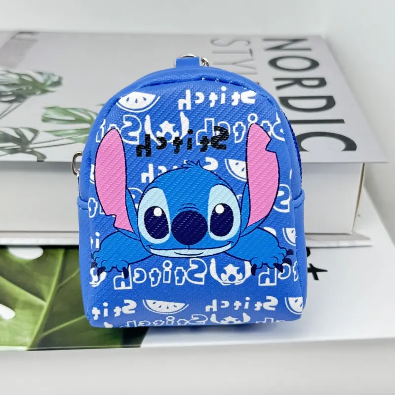 Stitch Coin Purse Disney Cartoon Cute Figure Creative Mini Backpack Pendant Keychain Headphone Data Cable Storage Small Wallet