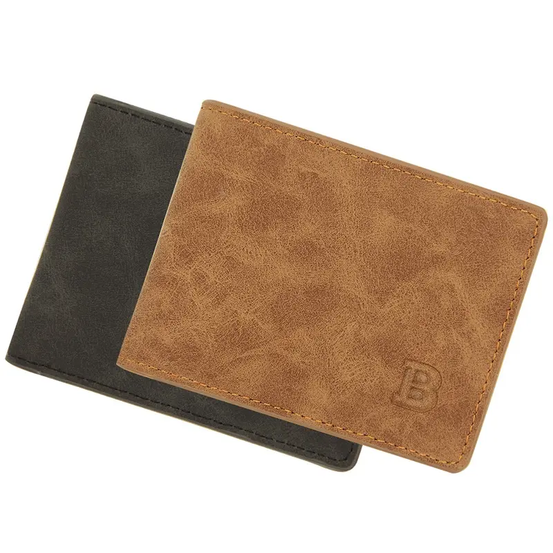 2021 New Men's Wallet Short Multi-card Coin Purse Fashion Casual B Wallet Male Youth Thin Two-fold Horizontal Soft Wallet Men Pu