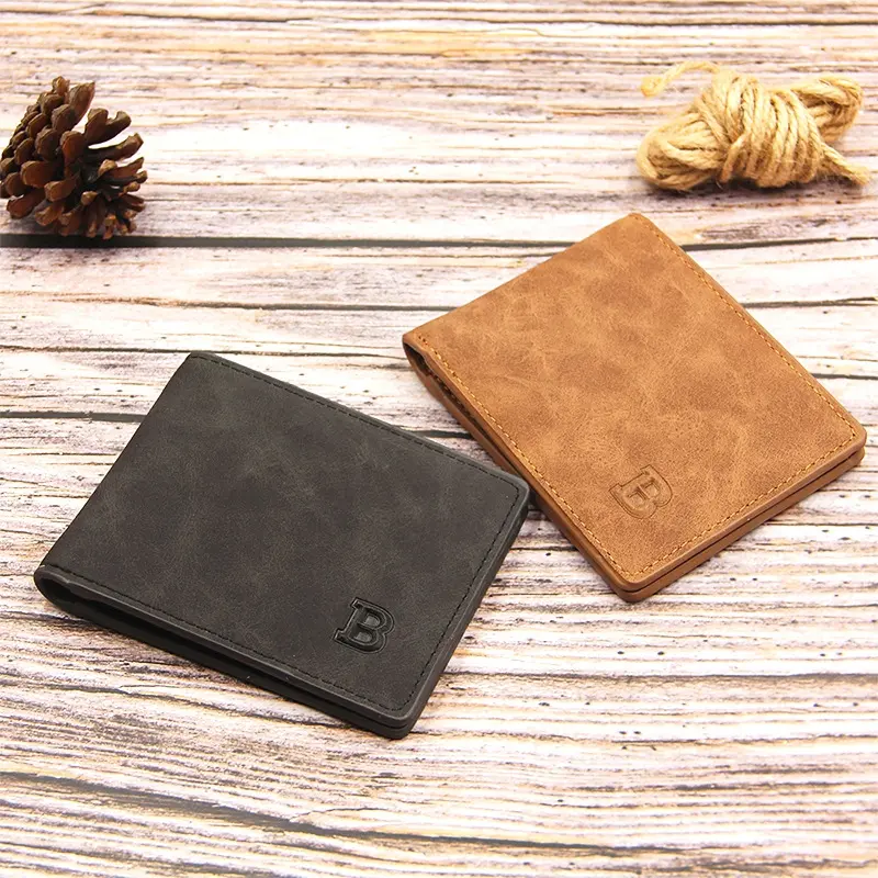 2021 New Men's Wallet Short Multi-card Coin Purse Fashion Casual B Wallet Male Youth Thin Two-fold Horizontal Soft Wallet Men Pu