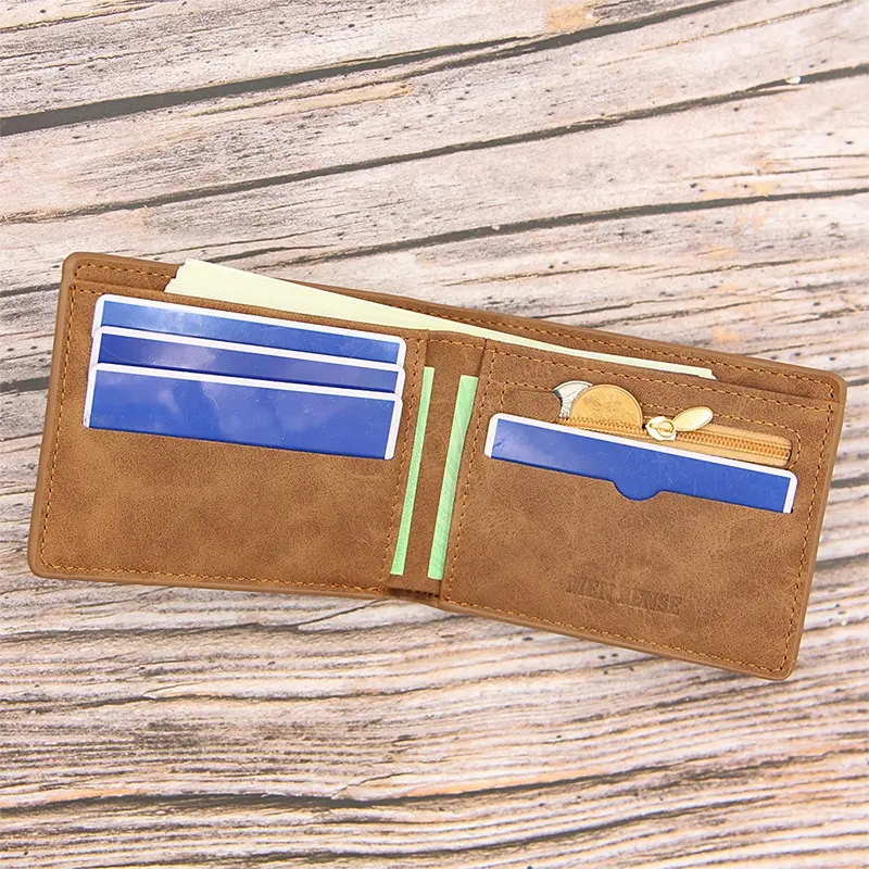 2021 New Men's Wallet Short Multi-card Coin Purse Fashion Casual B Wallet Male Youth Thin Two-fold Horizontal Soft Wallet Men Pu