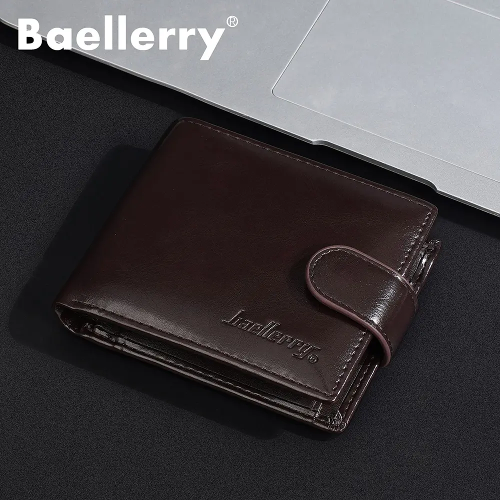 Baellerry New Short Men Wallets Zipper Coin Pocket Business Male Purses High Quality PU Card Holder Small Wallet For Men