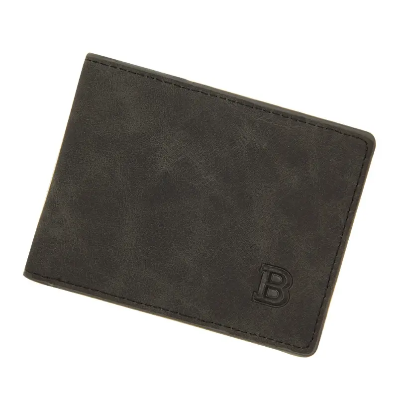2021 New Men's Wallet Short Multi-card Coin Purse Fashion Casual B Wallet Male Youth Thin Two-fold Horizontal Soft Wallet Men Pu