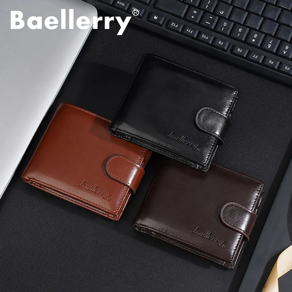 Baellerry New Short Men Wallets Zipper Coin Pocket Business Male Purses High Quality PU Card Holder Small Wallet For Men
