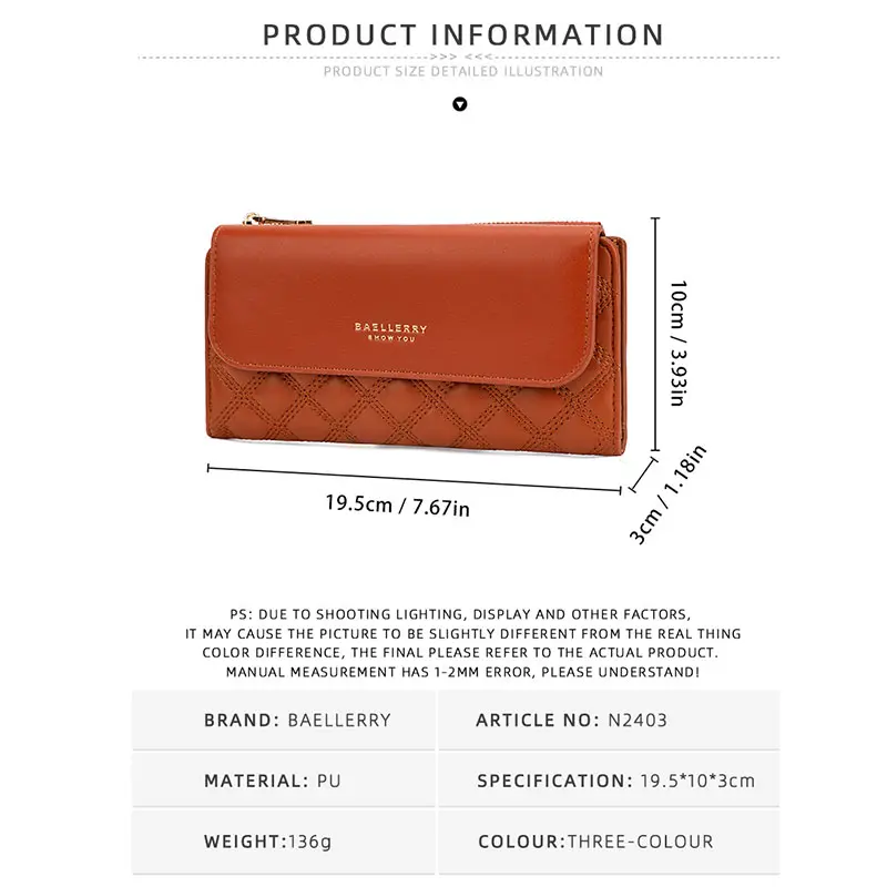 Baellerry New Women Wallet Handbag Name Engraving Brand Card Holder Female Purses Zipper Coin Pocket Small Women's Clutch Wallet