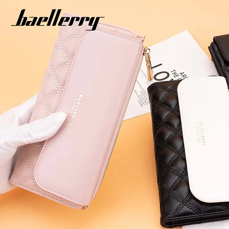 Baellerry New Women Wallet Handbag Name Engraving Brand Card Holder Female Purses Zipper Coin Pocket Small Women's Clutch Wallet