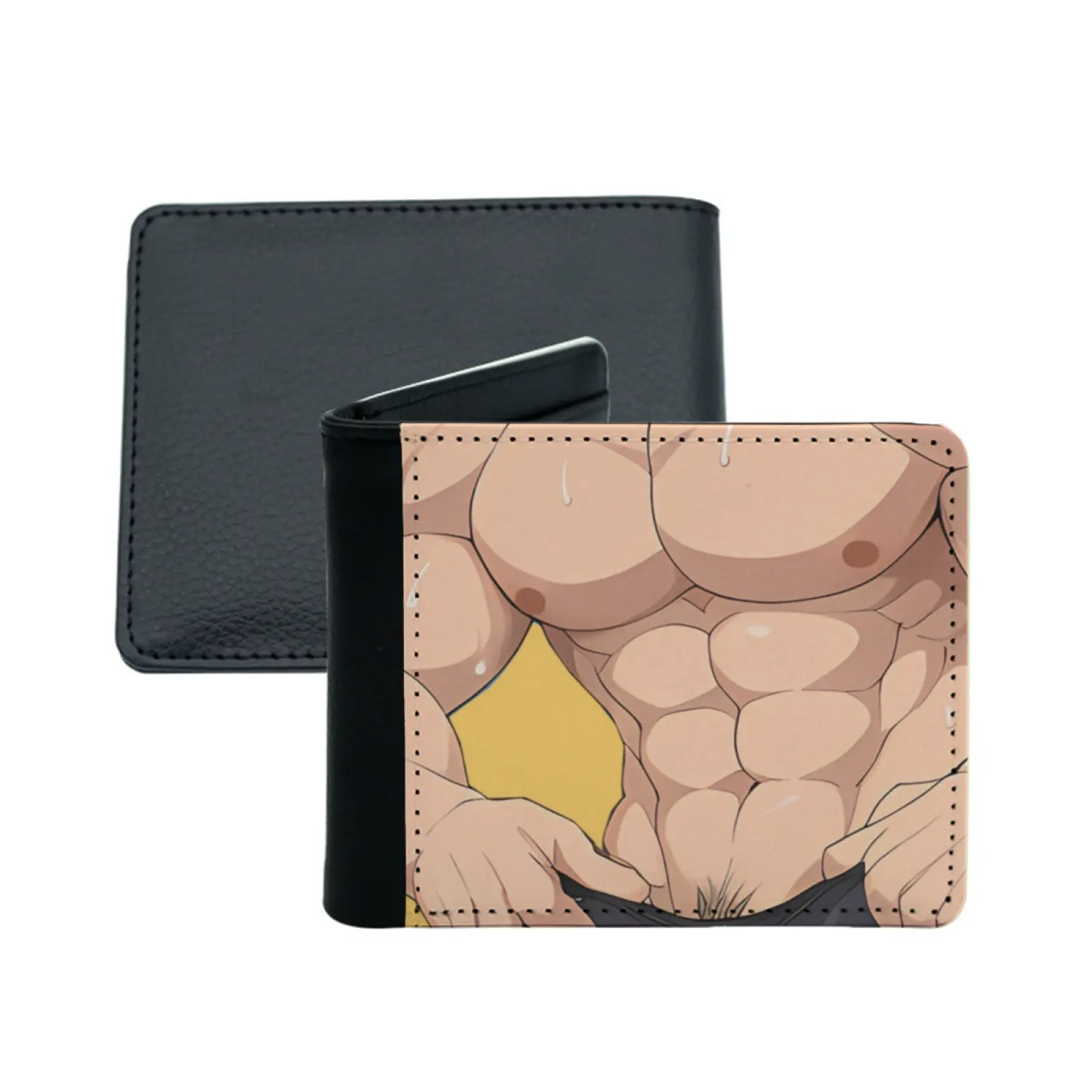 Lewd Anime Dad Personalized Wallet For Men And Women Pu Leather Short Pocket Purse Bara Bara Anime Yaoi Anime Yaoi Bara Yaoi