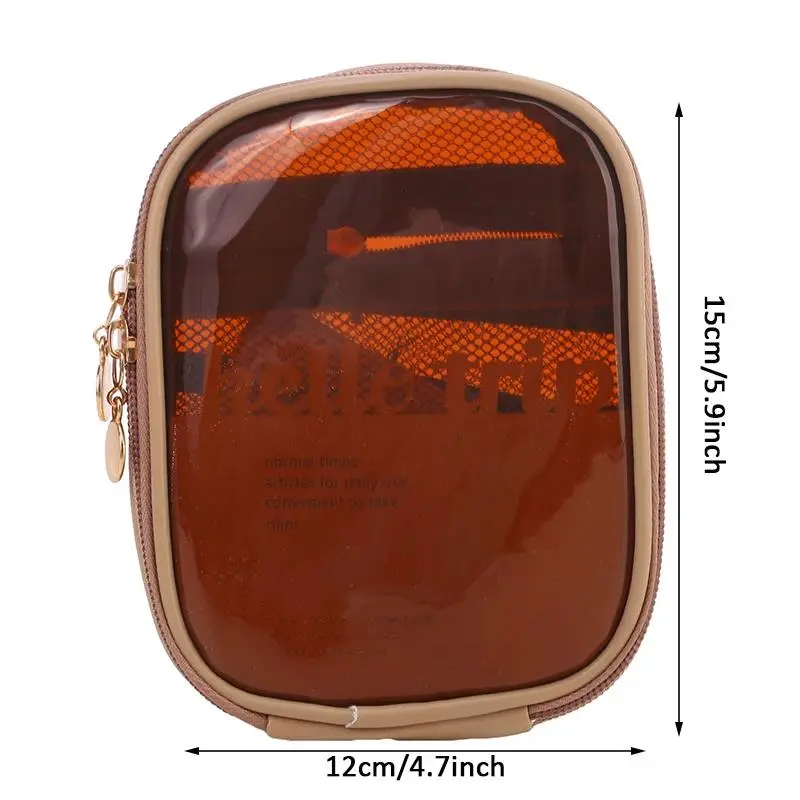 Mini Clear Travel Makeup Organizer Bag Small Cute Preppy Makeup Bag Cosmetic Zipper Toiletry Storage Clutch Coin Pouch for Women