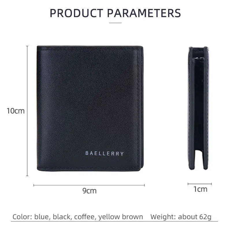 Baellery Name Engraving Men Wallets New Short Slim Card Holders Male Purses Luxury Top Quality Simple Small Men's Wallet