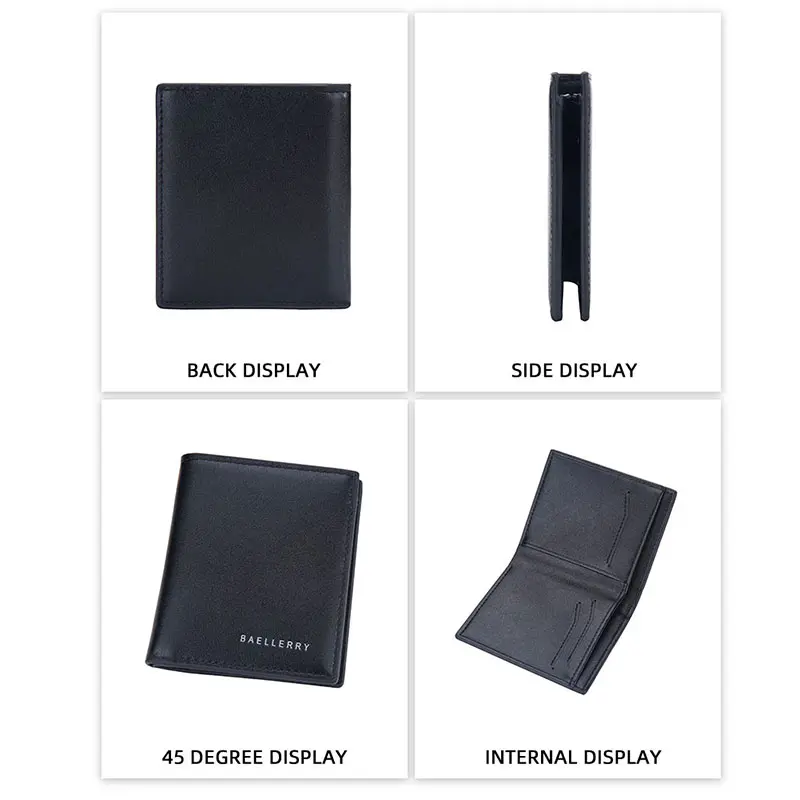Baellery Name Engraving Men Wallets New Short Slim Card Holders Male Purses Luxury Top Quality Simple Small Men's Wallet