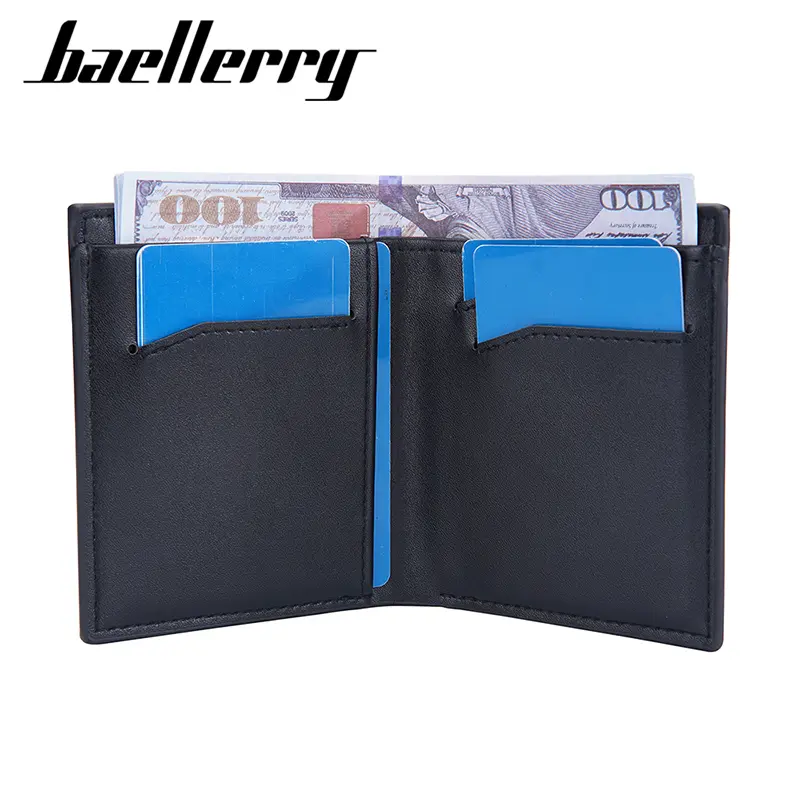 Baellery Name Engraving Men Wallets New Short Slim Card Holders Male Purses Luxury Top Quality Simple Small Men's Wallet