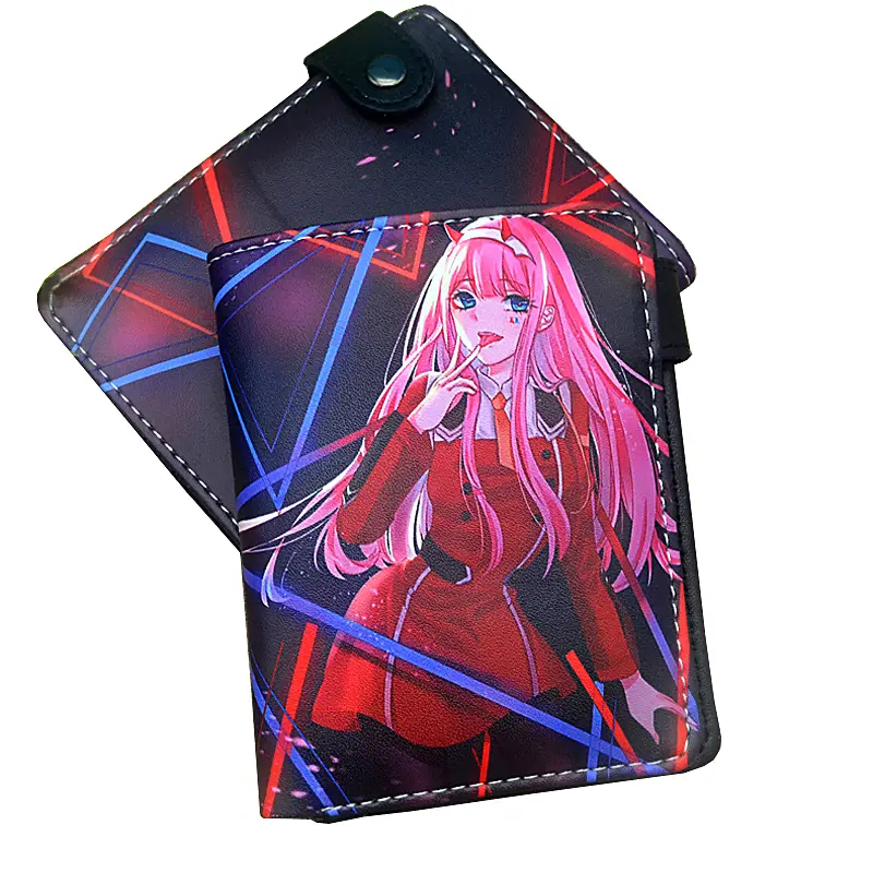 Darling in the FRANXX Cute Anime Purse with Coin Pocket Colorful Printing Short PU Wallet
