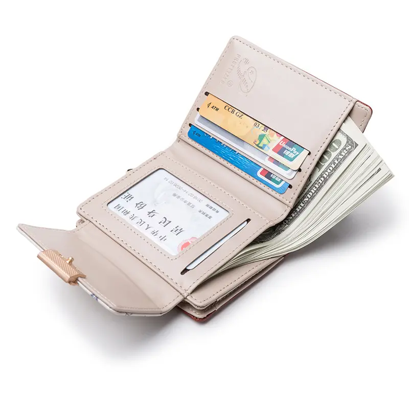 Wallet short summer new Internet celebrity short folding purse female cute Japanese girl heart small purse Female coin purse zip