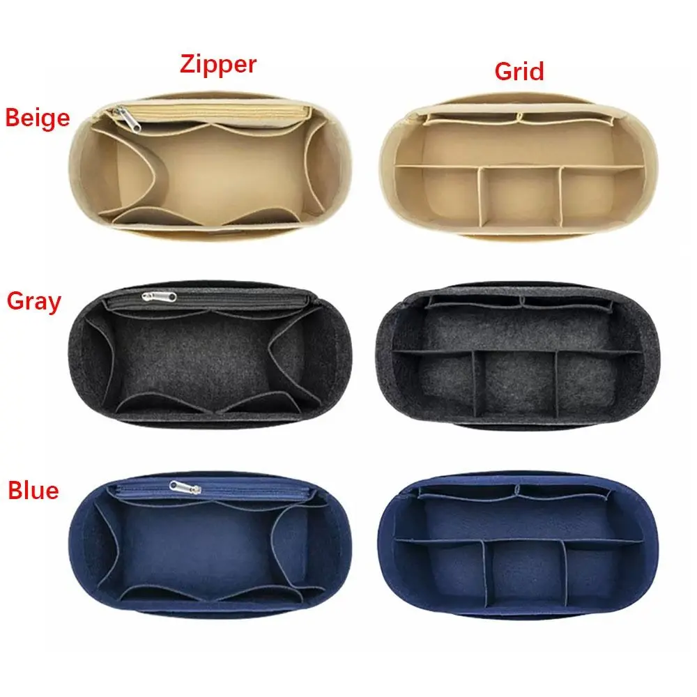 2 Styles Zipper/Grid Felt Insert Liner Purse Organiser Pouch Handbag Tote Bag Internal Bag For Longchamp High-quality Insert Bag