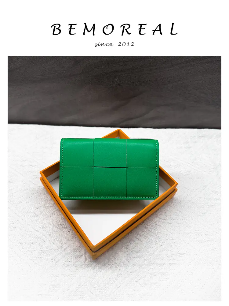Luxury Design Genuine Leather Card Holder For Men And Women Cowhide Woven Fashion Mini Wallet Knitting Money Bag Brand Purse