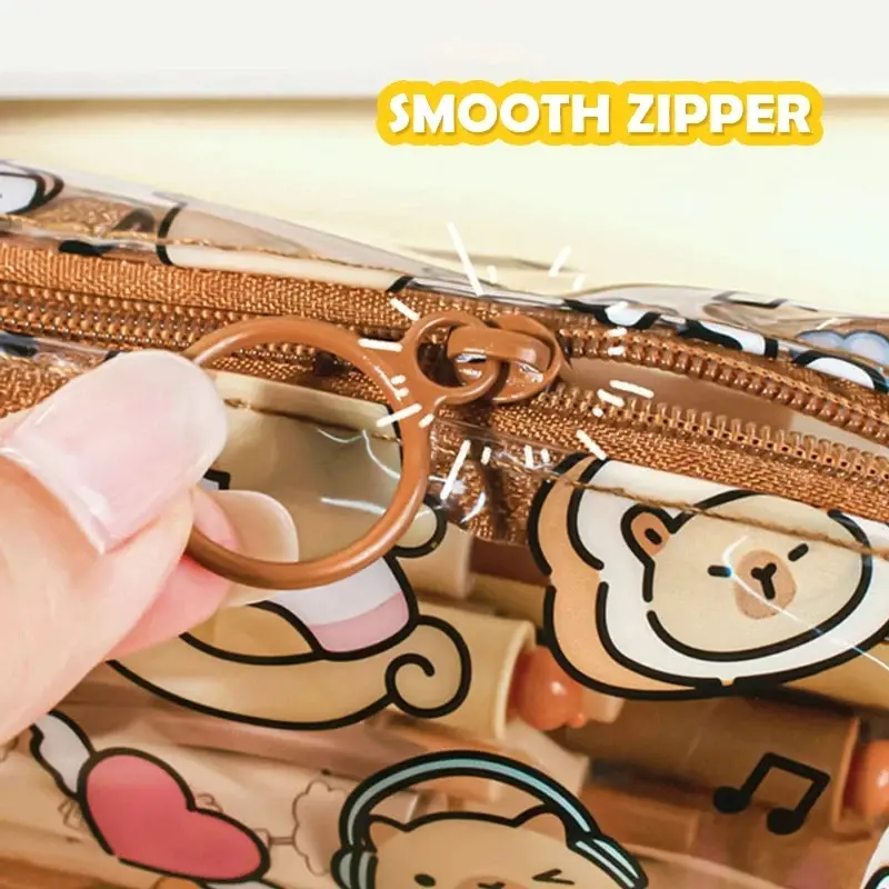 Cartoon Capybara Pencil Cases Cute Pen Bags Kawaii Zipper Pencil Case Students Stationery School Office Supplies Gifts