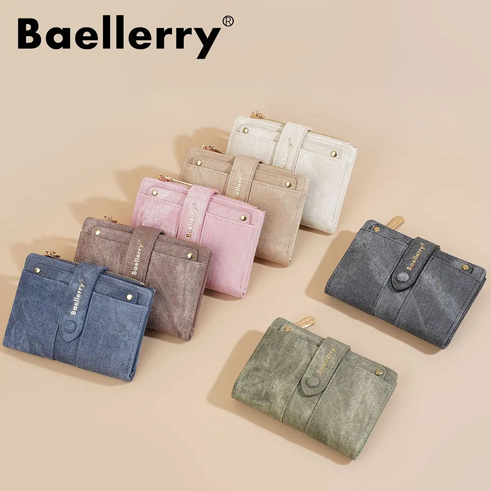 Baellerry New Fashion Women Short Wallets Zipper Coin Bags Top Quality Female Purse Coin Pocket Women's Detachable Card Clip