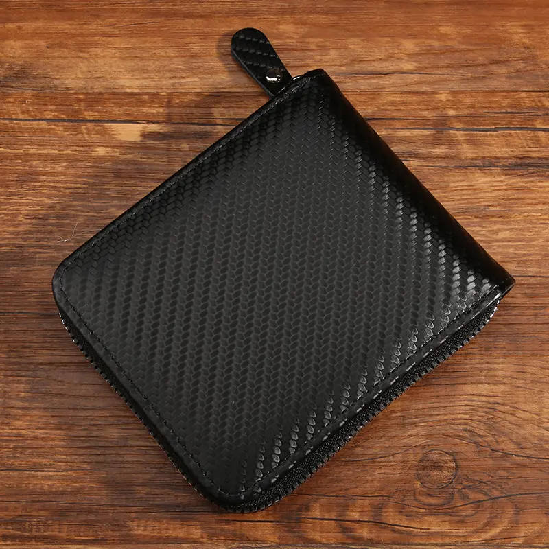 Fashion Carbon Fiber Grain Men's Exclusive Large Capacity Bellows Card Wallet Cover Multi-function Purse
