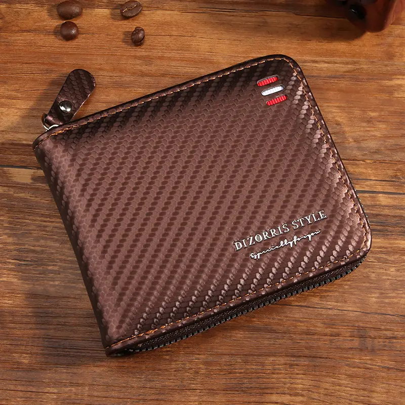 Fashion Carbon Fiber Grain Men's Exclusive Large Capacity Bellows Card Wallet Cover Multi-function Purse