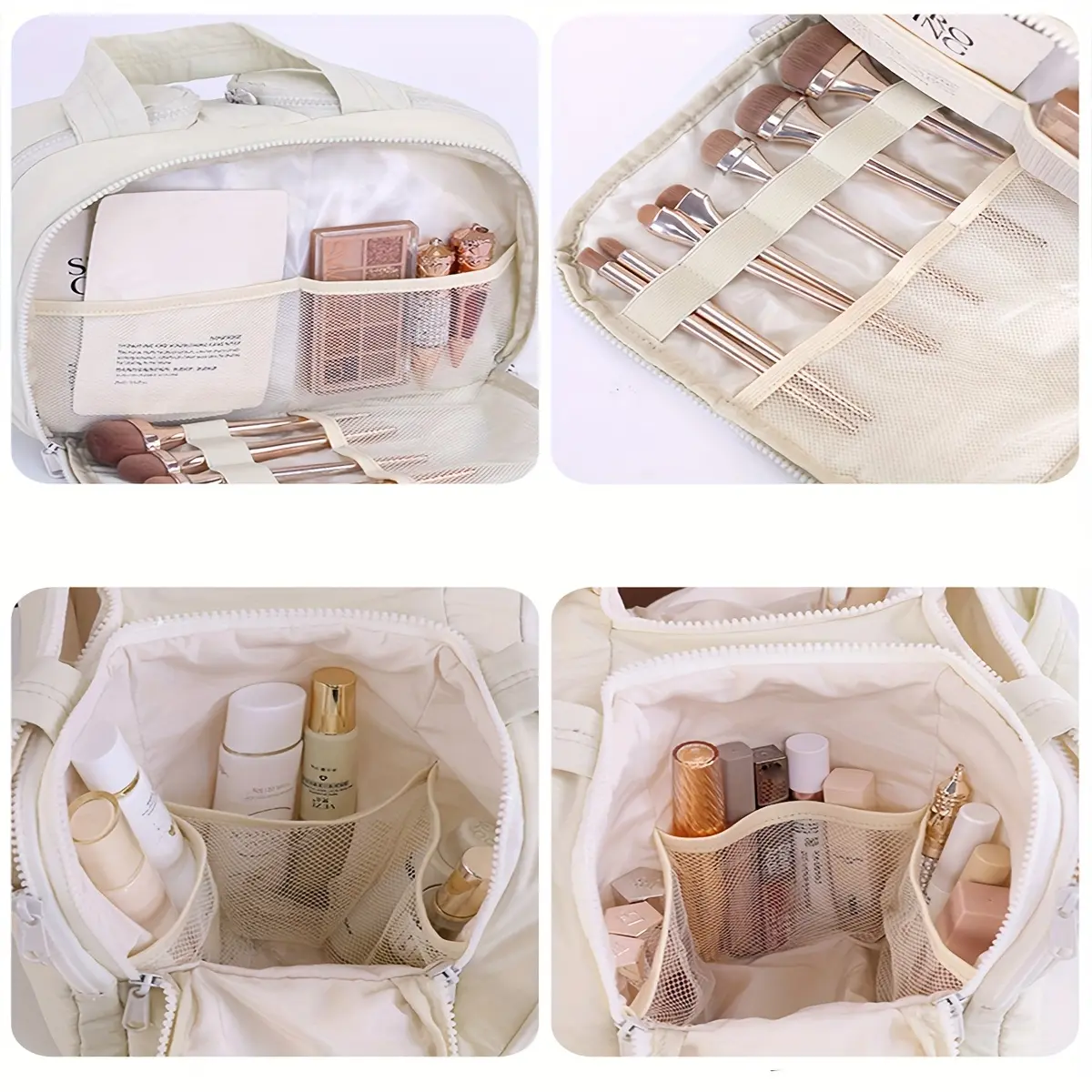 Portable Fabric Cosmetic Storage Bag Large Capacity Toiletry Bag Beauty Bag Multifunctional Travel Item Organizer Bag