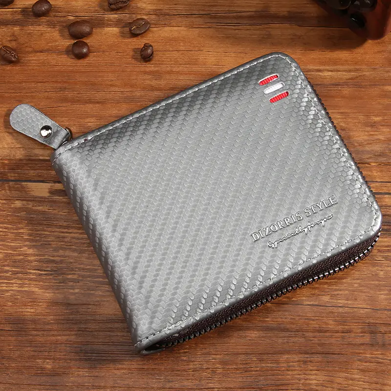 Fashion Carbon Fiber Grain Men's Exclusive Large Capacity Bellows Card Wallet Cover Multi-function Purse
