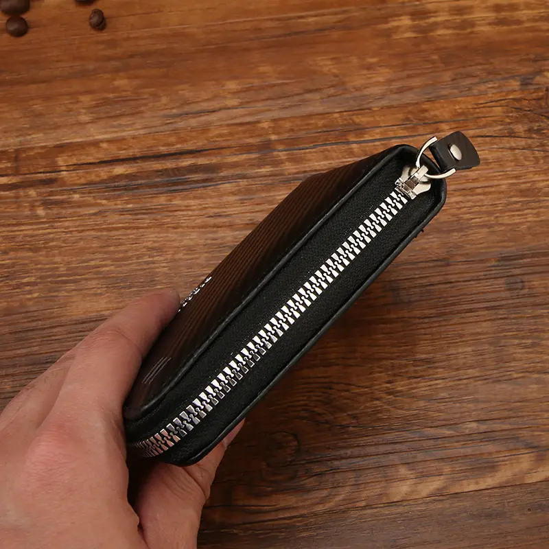 Fashion Carbon Fiber Grain Men's Exclusive Large Capacity Bellows Card Wallet Cover Multi-function Purse