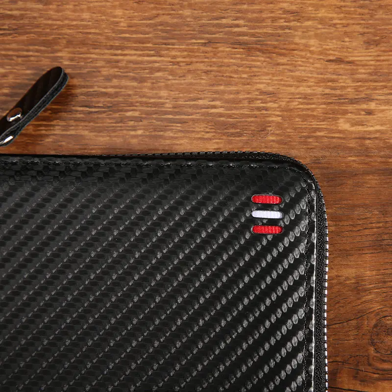 Fashion Carbon Fiber Grain Men's Exclusive Large Capacity Bellows Card Wallet Cover Multi-function Purse