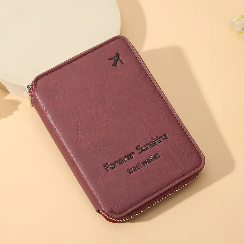 Cross-border 2024 new anti-theft passport holder zipper short travel passport bag multi-functional document storage bag