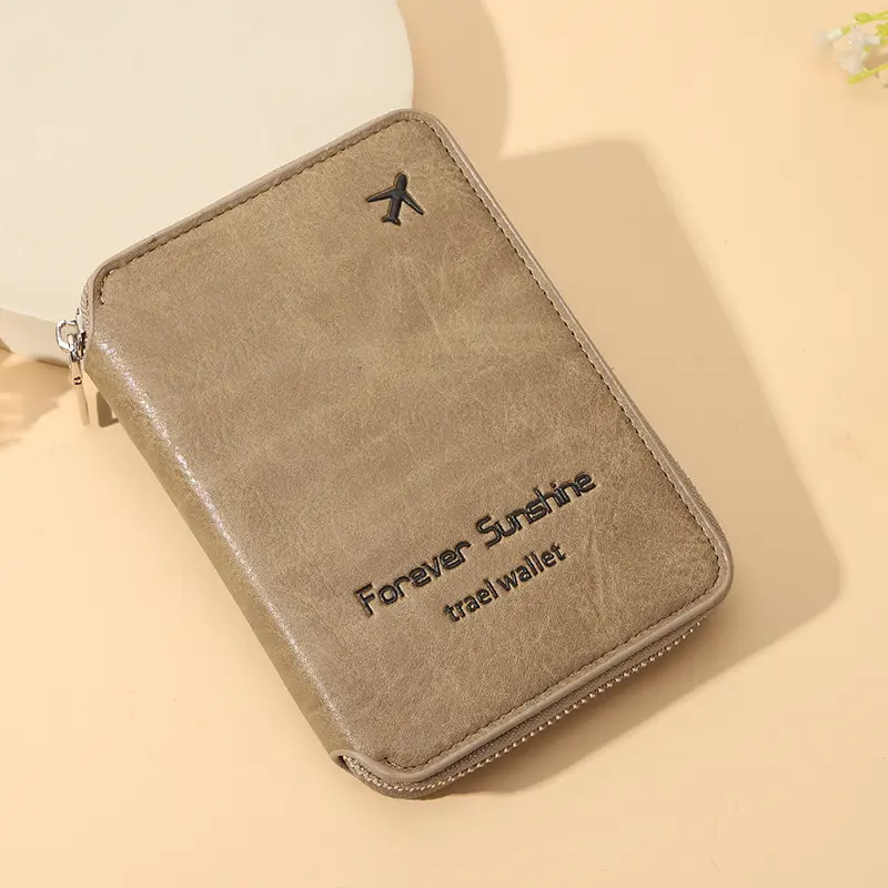 Cross-border 2024 new anti-theft passport holder zipper short travel passport bag multi-functional document storage bag