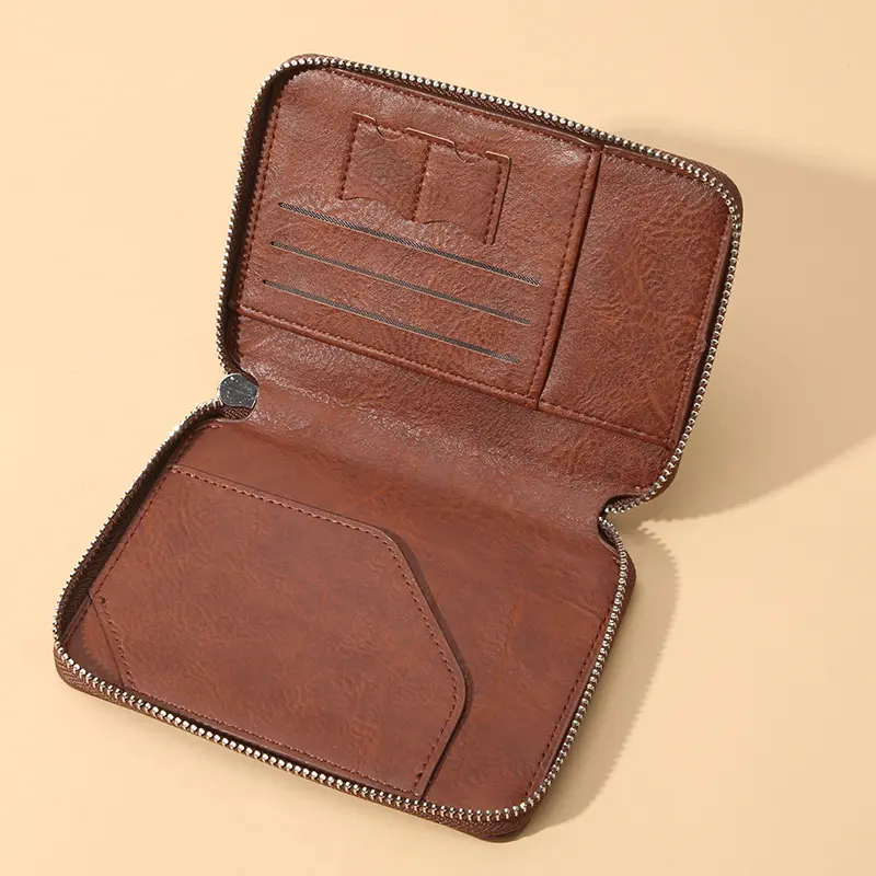 Cross-border 2024 new anti-theft passport holder zipper short travel passport bag multi-functional document storage bag