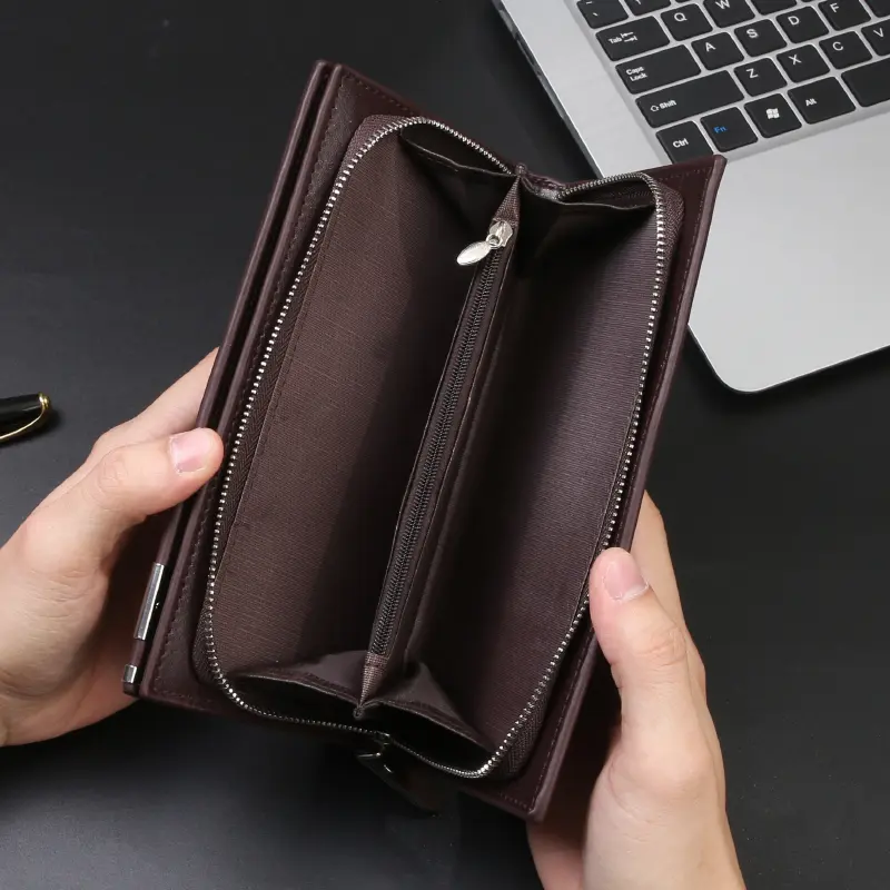 New men's wallet Casual zipper mobile phone bag Multi-function clutch bag Long men's wallet