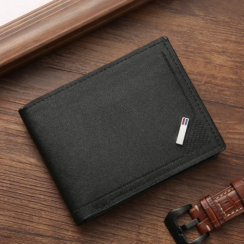 New men's wallet short money clip young men fashion thin multi-card large capacity horizontal business soft wallet