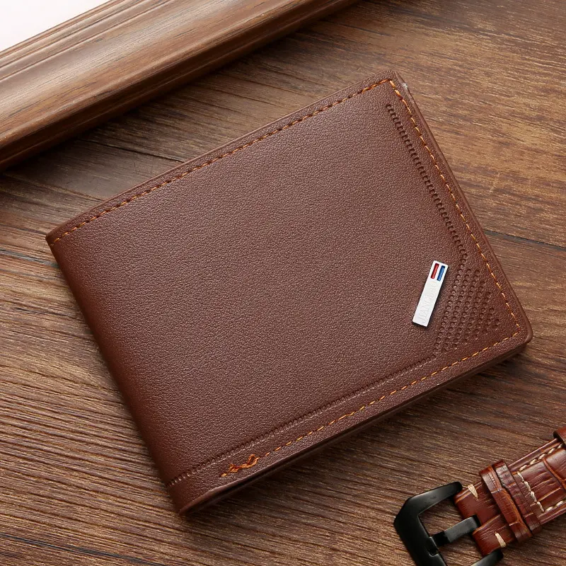 New men's wallet short money clip young men fashion thin multi-card large capacity horizontal business soft wallet