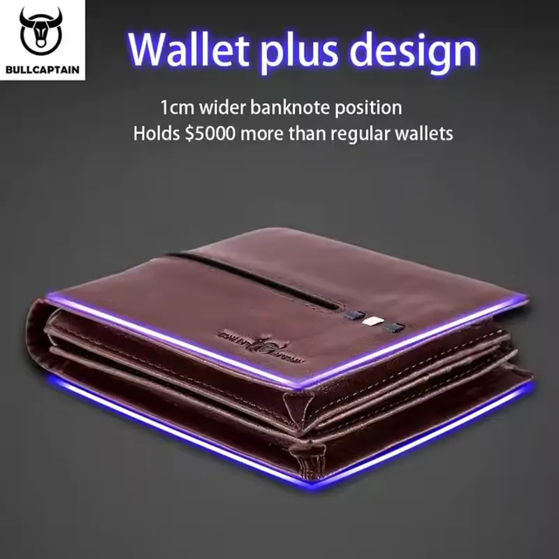 BULLCAPTAIN Genuine Leather Wallet Male Brand Designer Business Wallet Multi-function Storage Purse Rfid Card Package Wallet Men