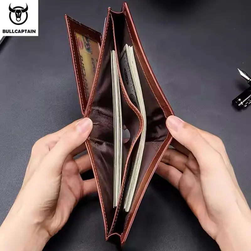 BULLCAPTAIN Genuine Leather Wallet Male Brand Designer Business Wallet Multi-function Storage Purse Rfid Card Package Wallet Men