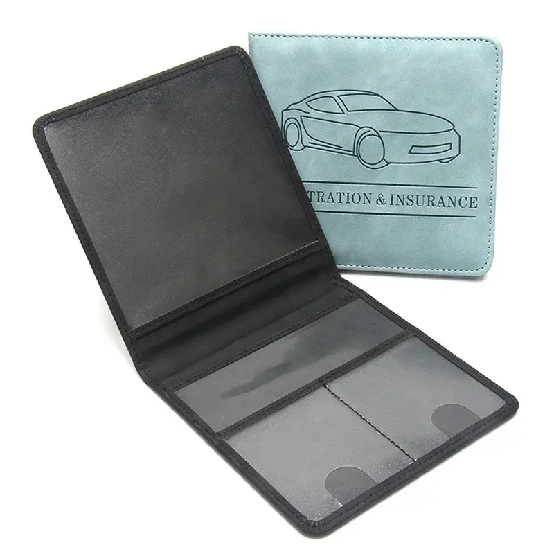 Car Registration Driver's License and Insurance Card Holder - Leather Vehicle Glove Box Automobile Documents Paperwork Organizer