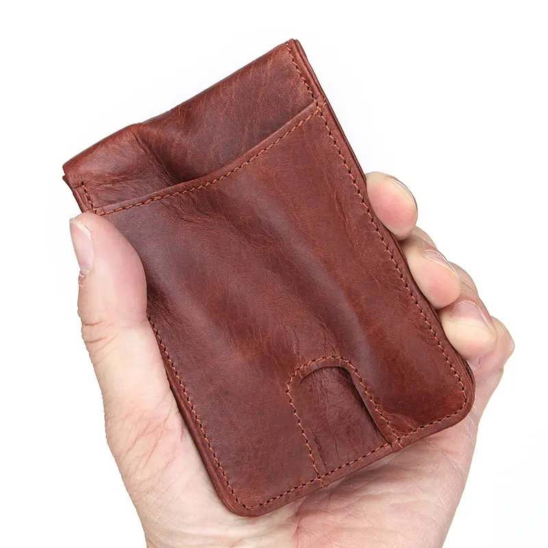 GENODERN Casual Small Wallet for Men Genuine Leather Male Slim Wallets Short Mini Wallet with Card Holder Pocket Purses
