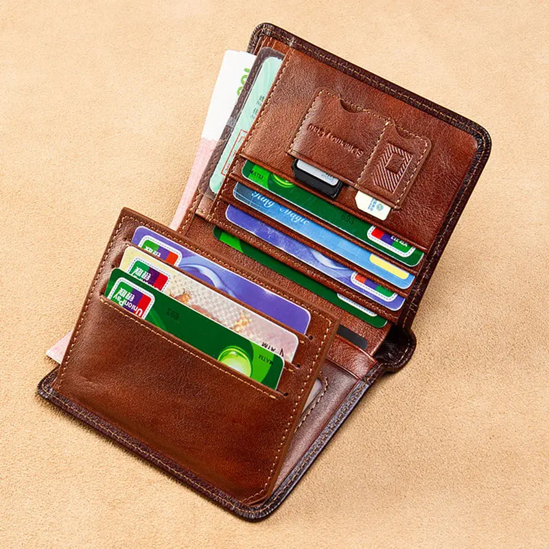 High Quality Genuine Leather Men Wallets The State of Israel Symbol Short Card Holder Purse Trifold Men's Wallet BK3658