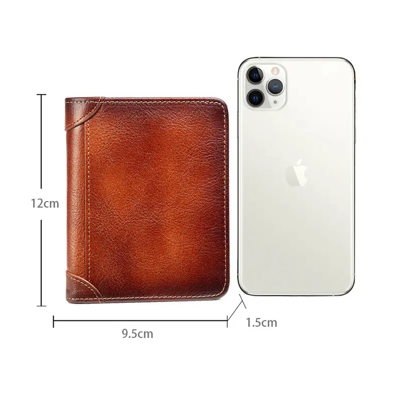 High Quality Genuine Leather Men Wallets The State of Israel Symbol Short Card Holder Purse Trifold Men's Wallet BK3658