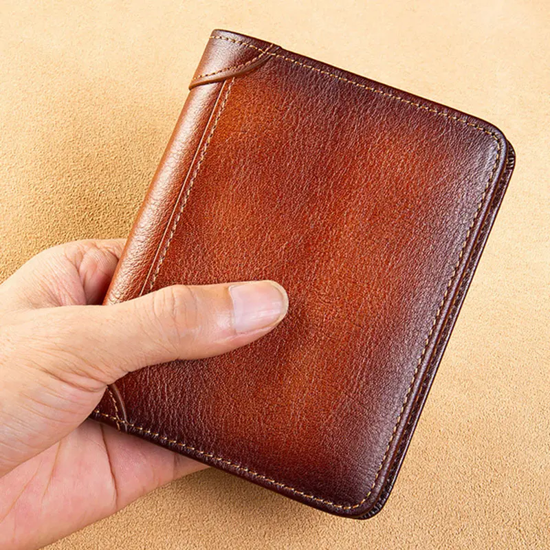 High Quality Genuine Leather Men Wallets The State of Israel Symbol Short Card Holder Purse Trifold Men's Wallet BK3658