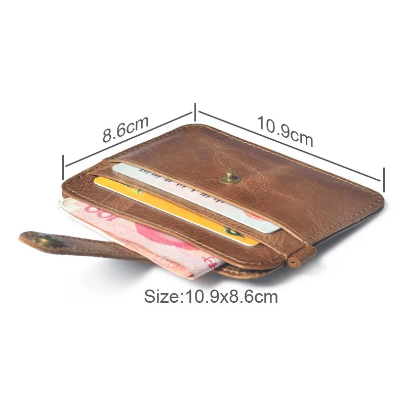 Men's Genuine Leather Slim Wallet - Ultra Thin Mini Purse with Card Holder, Small Money Bag (Portomonee/Carteras)