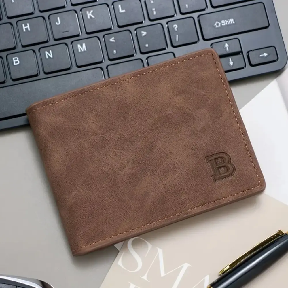 Men's Vintage Style Faux Leather Business Casual Short Bifold Wallet  The Perfect Gift for Friends, Husband, Father
