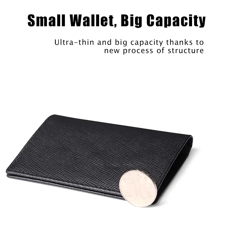 Luxury RFID Bifold Small Card Wallet for Men Contrast Color Slim Cross Pattern Genuine Leather Men's Credit Card Holder