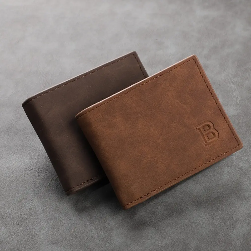 Men's Vintage Style Faux Leather Business Casual Short Bifold Wallet  The Perfect Gift for Friends, Husband, Father