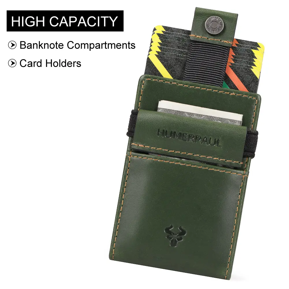 HUMERPAUL Luxurious Leather Small Card Holder Travel Slim Wallet For Men RFID Blocking Credit Retro Credit Card Purse